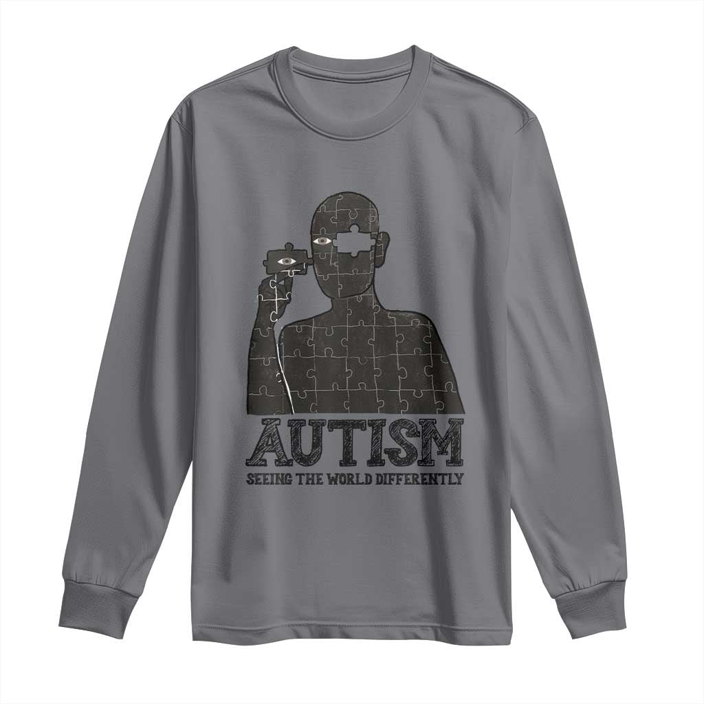 Autism Awareness Long Sleeve Shirt Autistic Seeing The World From A Different Angle Aesthetic TS09 Charcoal Print Your Wear