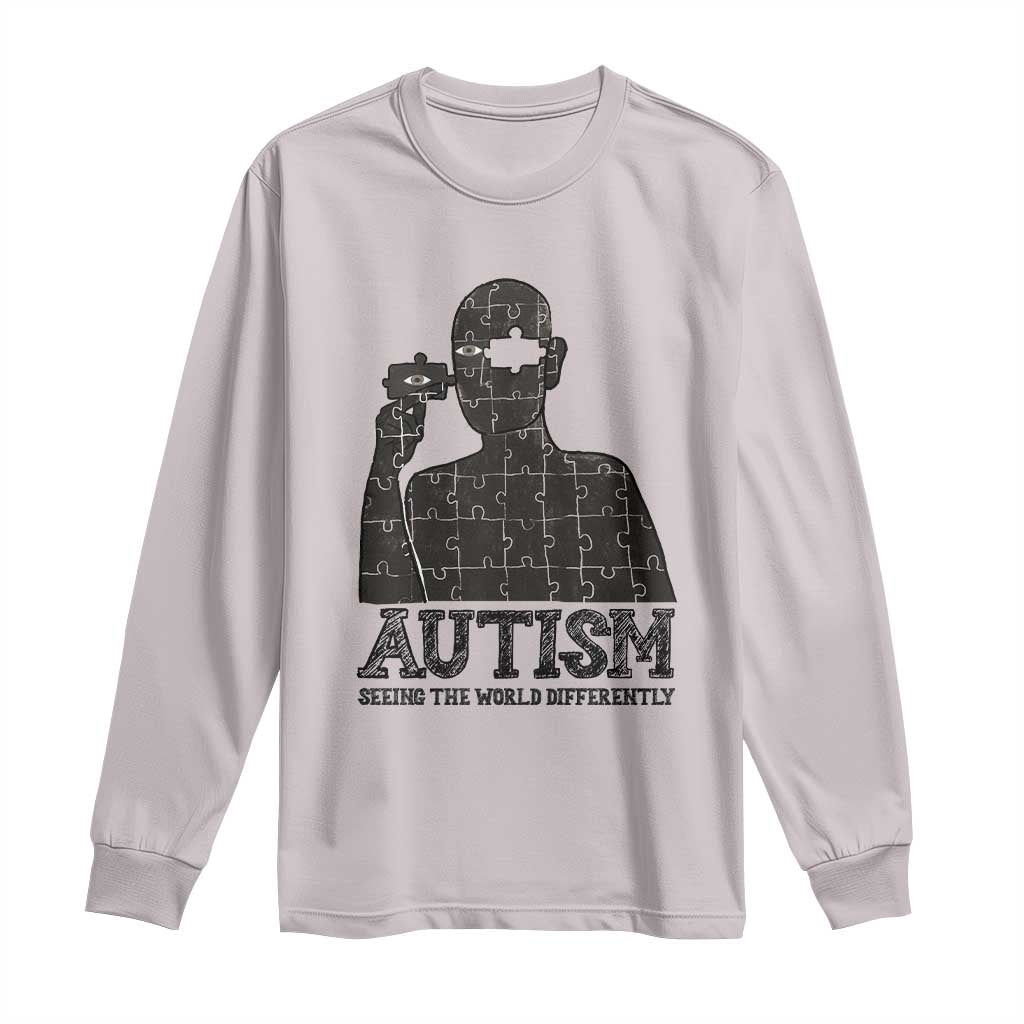 Autism Awareness Long Sleeve Shirt Autistic Seeing The World From A Different Angle Aesthetic TS09 Ice Gray Print Your Wear