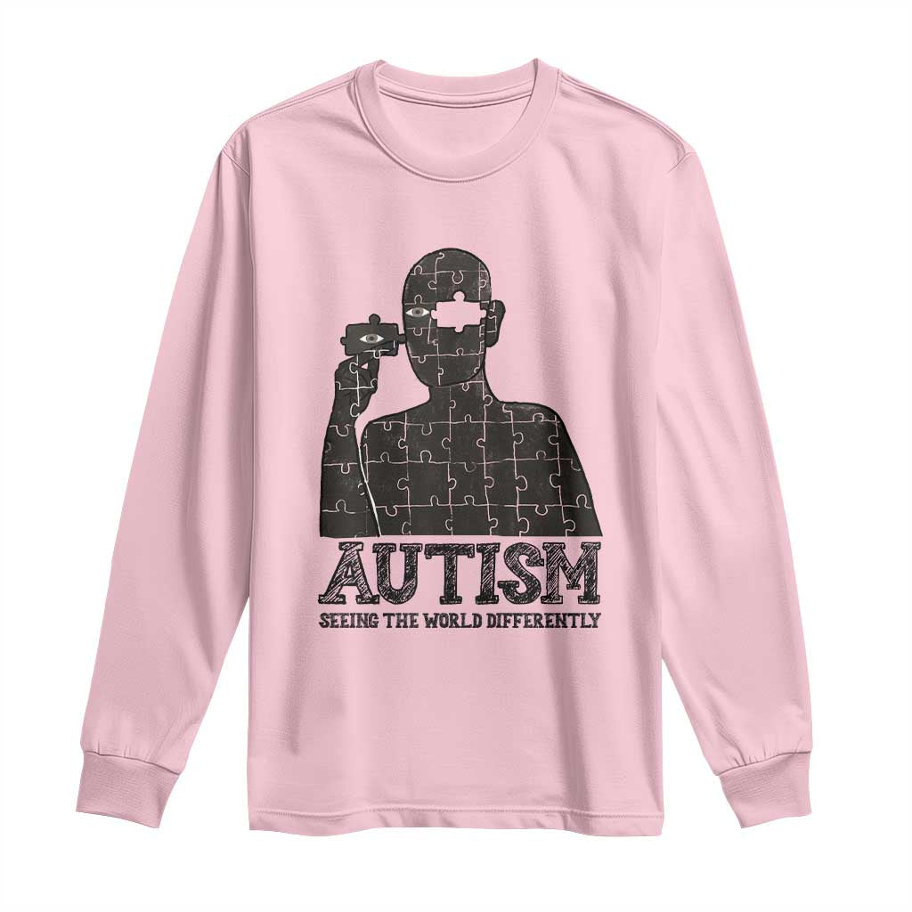Autism Awareness Long Sleeve Shirt Autistic Seeing The World From A Different Angle Aesthetic TS09 Light Pink Print Your Wear