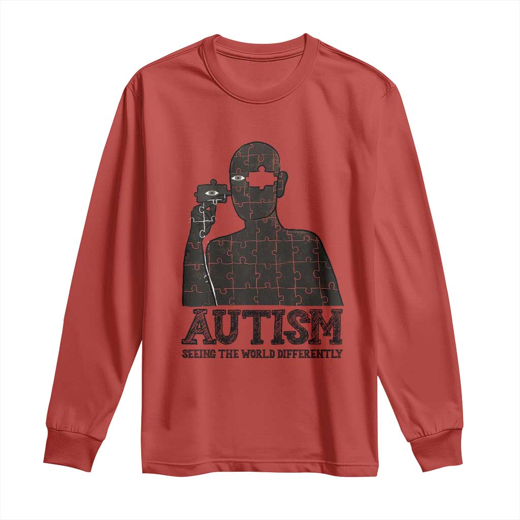 Autism Awareness Long Sleeve Shirt Autistic Seeing The World From A Different Angle Aesthetic TS09 Red Print Your Wear