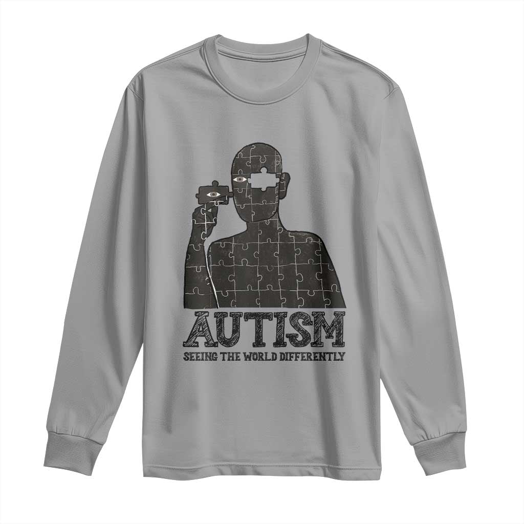 Autism Awareness Long Sleeve Shirt Autistic Seeing The World From A Different Angle Aesthetic TS09 Sport Gray Print Your Wear