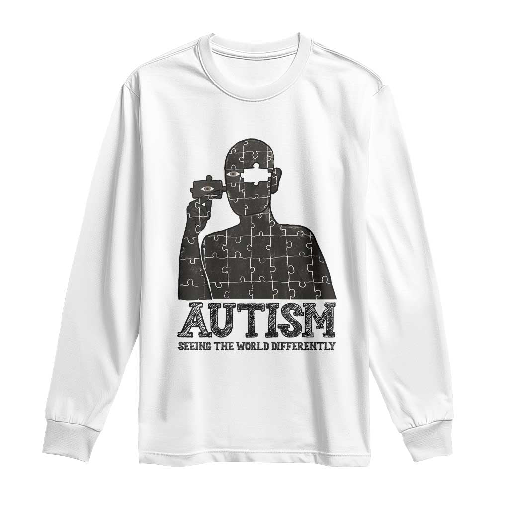 Autism Awareness Long Sleeve Shirt Autistic Seeing The World From A Different Angle Aesthetic TS09 White Print Your Wear