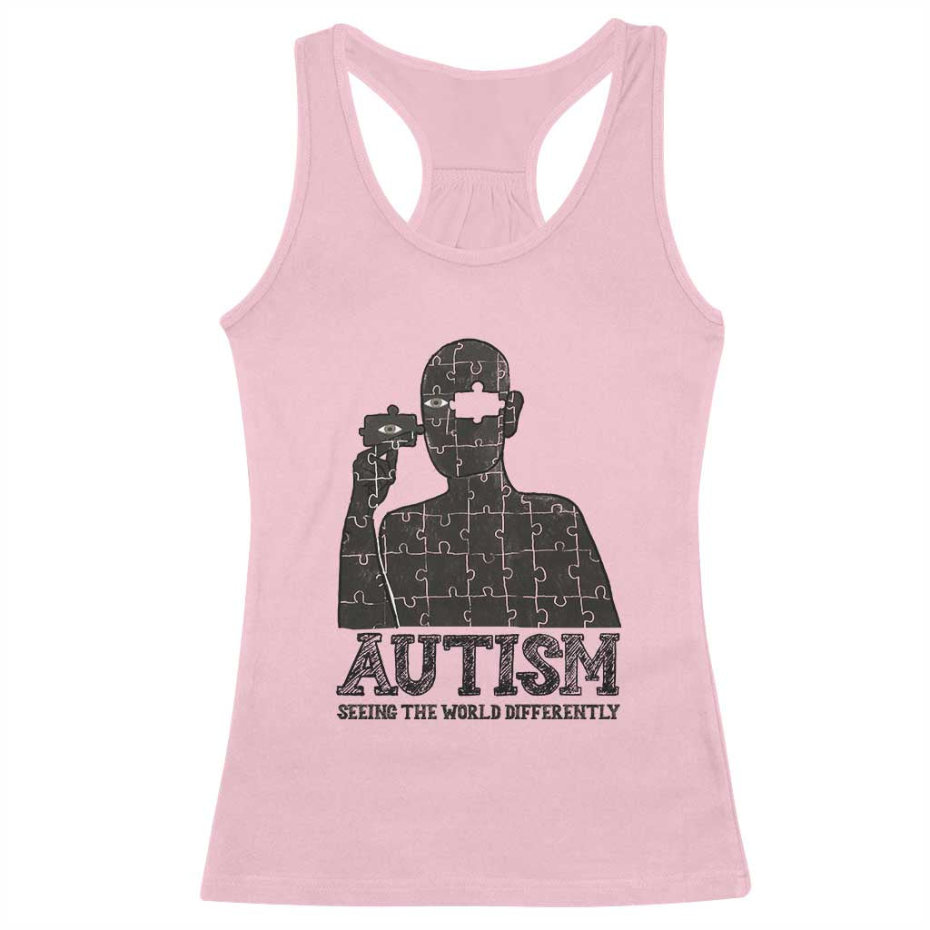Autism Awareness Racerback Tank Top Autistic Seeing The World From A Different Angle Aesthetic TS09 Light Pink Print Your Wear