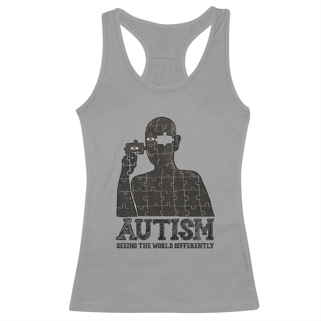 Autism Awareness Racerback Tank Top Autistic Seeing The World From A Different Angle Aesthetic TS09 Sport Gray Print Your Wear