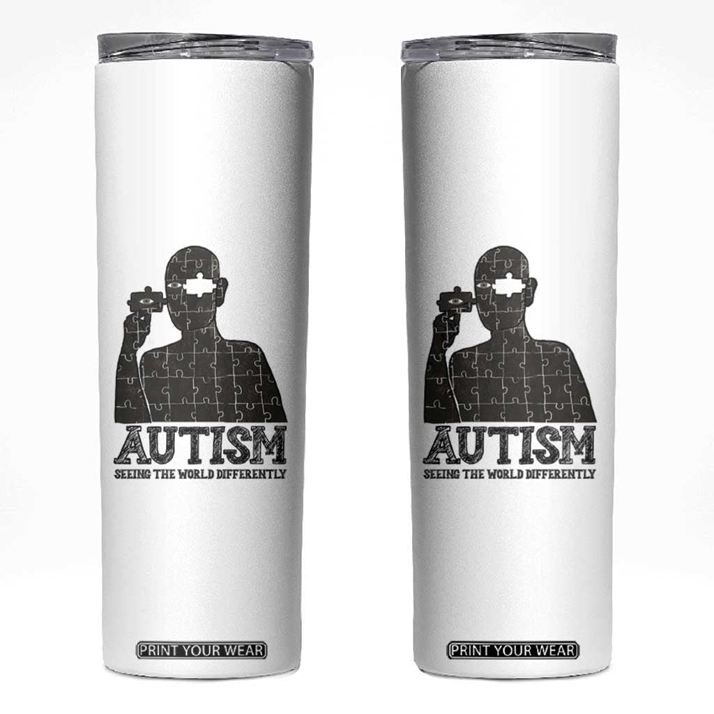 Autism Awareness Skinny Tumbler Autistic Seeing The World From A Different Angle Aesthetic TS09 White Print Your Wear