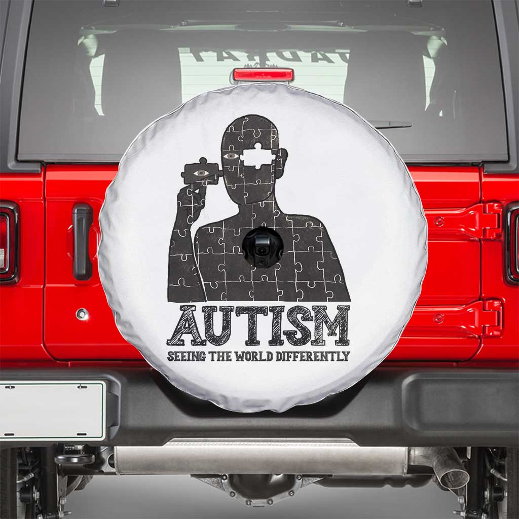 Autism Awareness Spare Tire Cover Autistic Seeing The World From A Different Angle Aesthetic TS09 White Print Your Wear