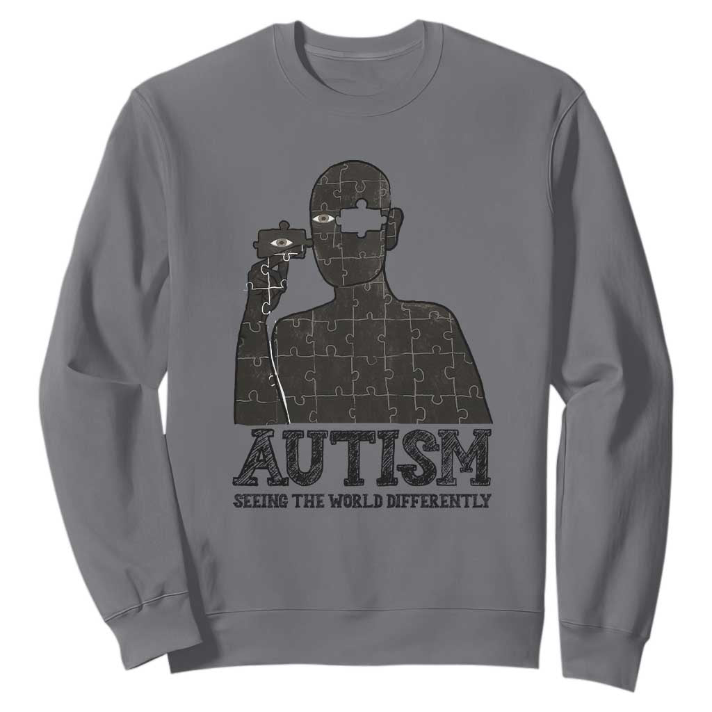 Autism Awareness Sweatshirt Autistic Seeing The World From A Different Angle Aesthetic TS09 Charcoal Print Your Wear