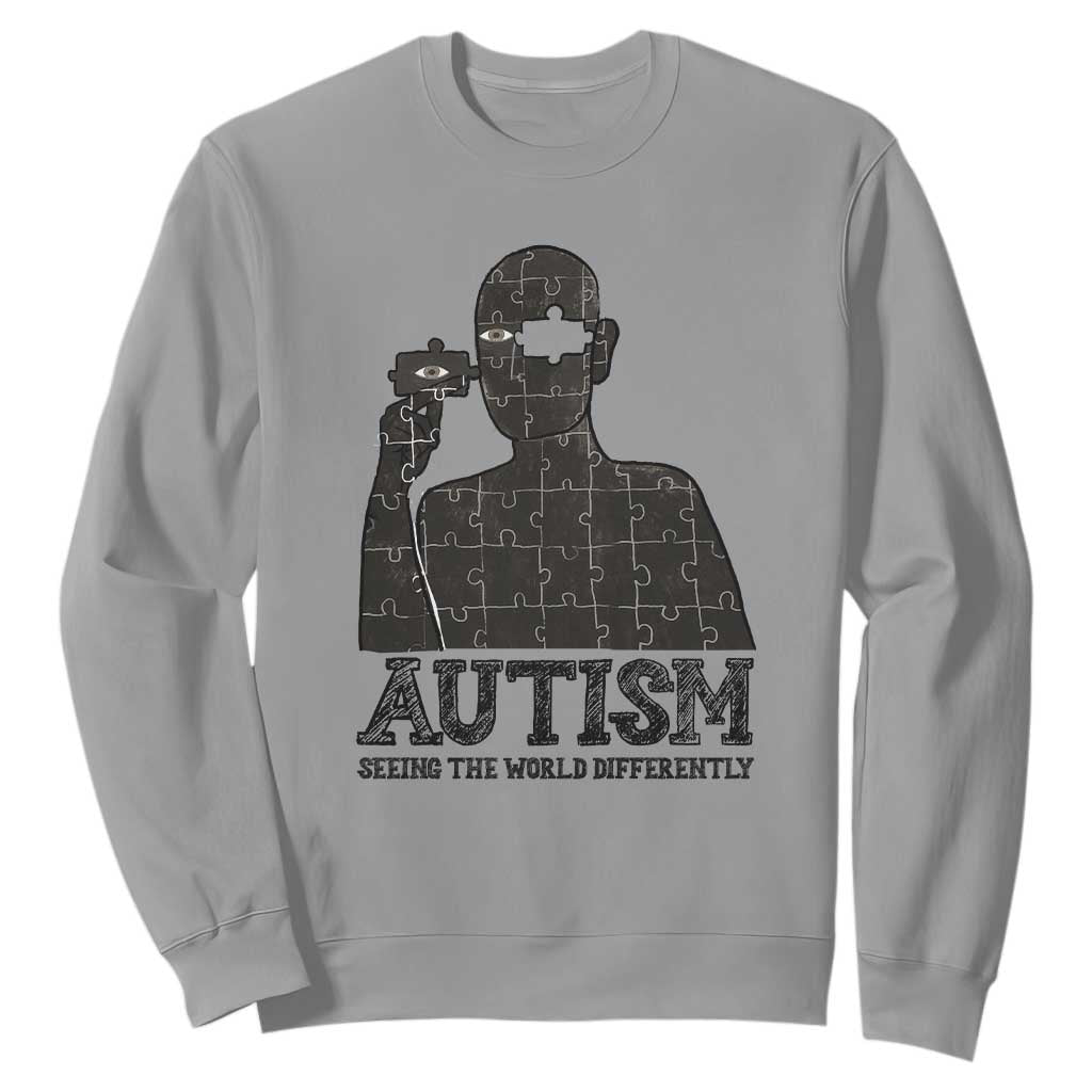 Autism Awareness Sweatshirt Autistic Seeing The World From A Different Angle Aesthetic TS09 Sport Gray Print Your Wear