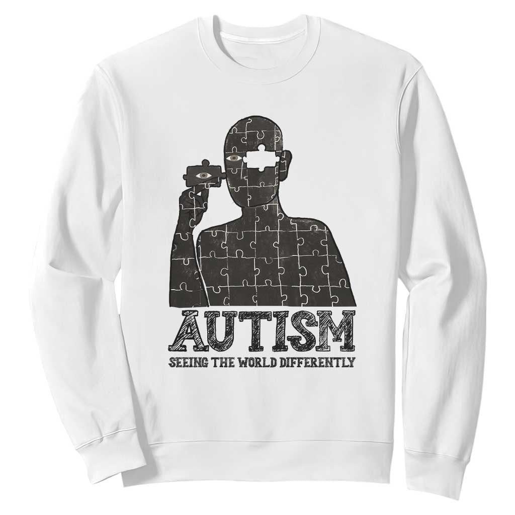 Autism Awareness Sweatshirt Autistic Seeing The World From A Different Angle Aesthetic TS09 White Print Your Wear