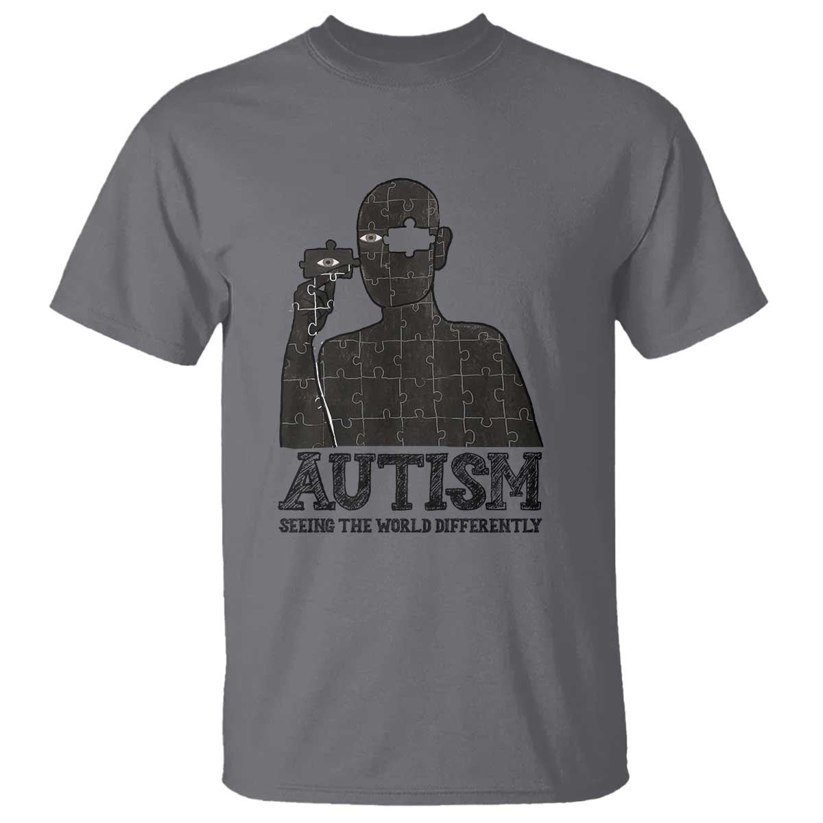Autism Awareness T Shirt Autistic Seeing The World From A Different Angle Aesthetic TS09 Charcoal Print Your Wear