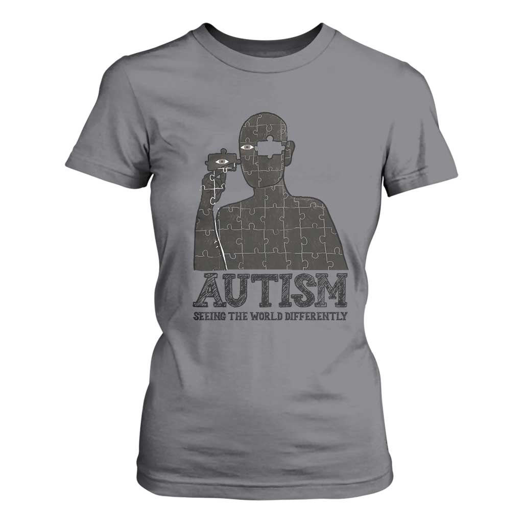 Autism Awareness T Shirt For Women Autistic Seeing The World From A Different Angle Aesthetic TS09 Charcoal Print Your Wear