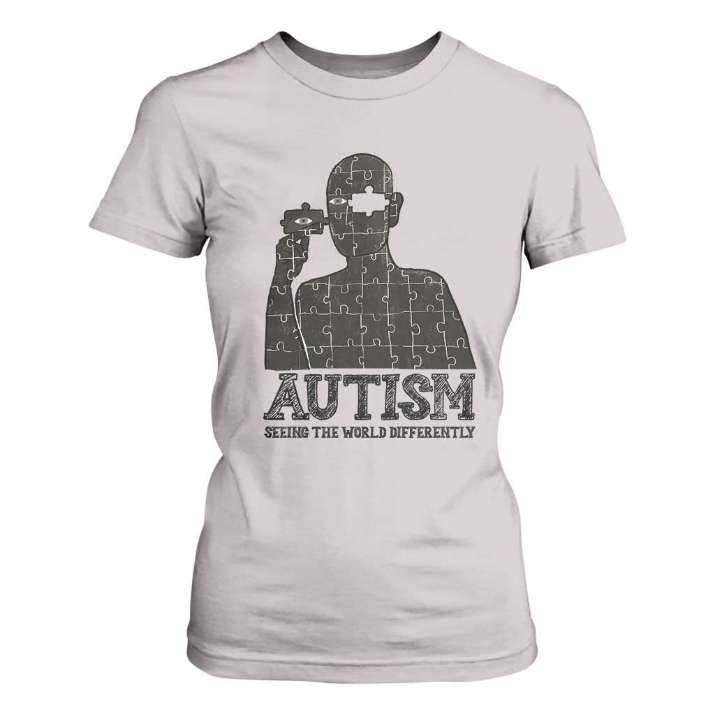 Autism Awareness T Shirt For Women Autistic Seeing The World From A Different Angle Aesthetic TS09 Ice Gray Print Your Wear