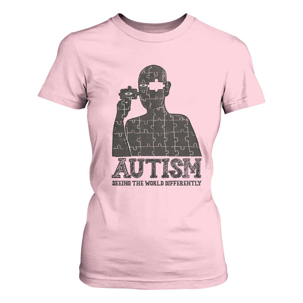 Autism Awareness T Shirt For Women Autistic Seeing The World From A Different Angle Aesthetic TS09 Light Pink Print Your Wear