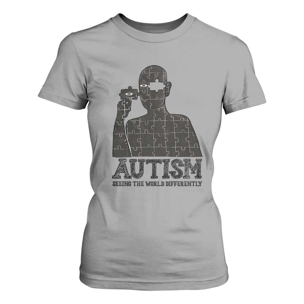 Autism Awareness T Shirt For Women Autistic Seeing The World From A Different Angle Aesthetic TS09 Sport Gray Print Your Wear