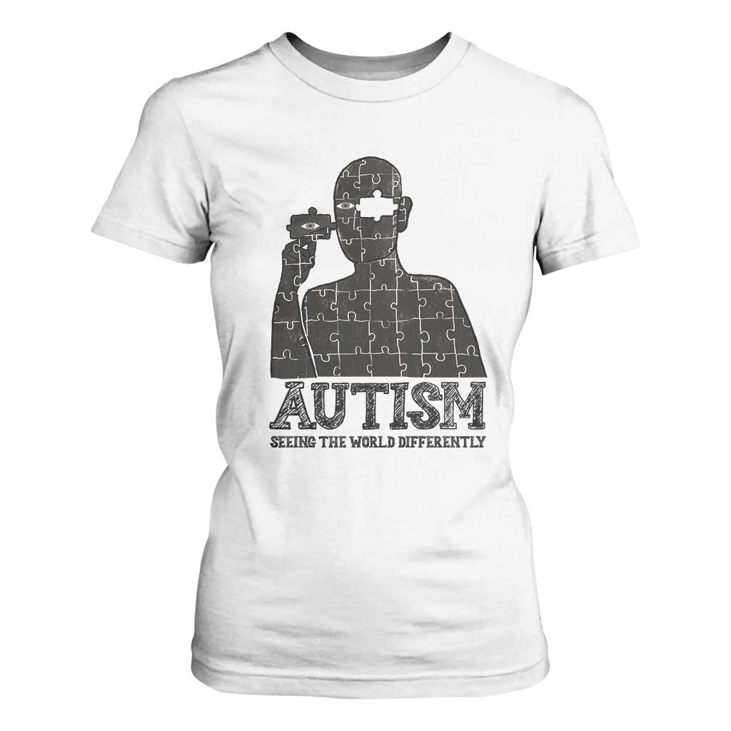 Autism Awareness T Shirt For Women Autistic Seeing The World From A Different Angle Aesthetic TS09 White Print Your Wear