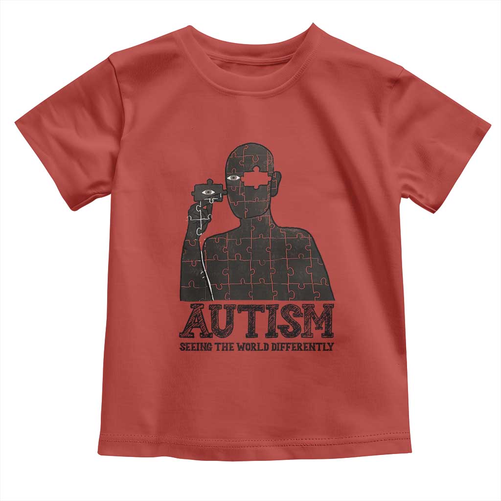 Autism Awareness Toddler T Shirt Autistic Seeing The World From A Different Angle Aesthetic TS09 Red Print Your Wear