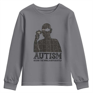 Autism Awareness Youth Sweatshirt Autistic Seeing The World From A Different Angle Aesthetic TS09 Charcoal Print Your Wear