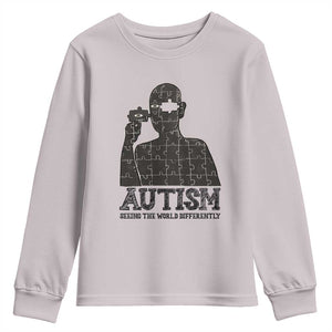 Autism Awareness Youth Sweatshirt Autistic Seeing The World From A Different Angle Aesthetic TS09 Ice Gray Print Your Wear