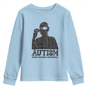 Autism Awareness Youth Sweatshirt Autistic Seeing The World From A Different Angle Aesthetic TS09 Light Blue Print Your Wear