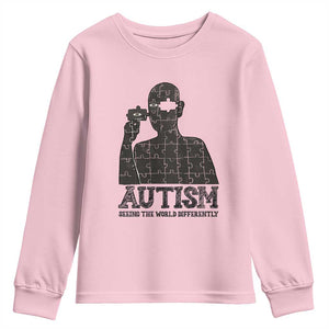 Autism Awareness Youth Sweatshirt Autistic Seeing The World From A Different Angle Aesthetic TS09 Light Pink Print Your Wear