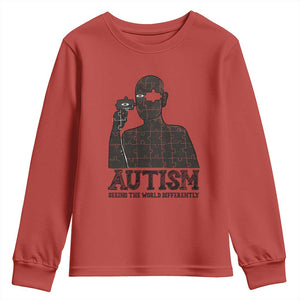Autism Awareness Youth Sweatshirt Autistic Seeing The World From A Different Angle Aesthetic TS09 Red Print Your Wear