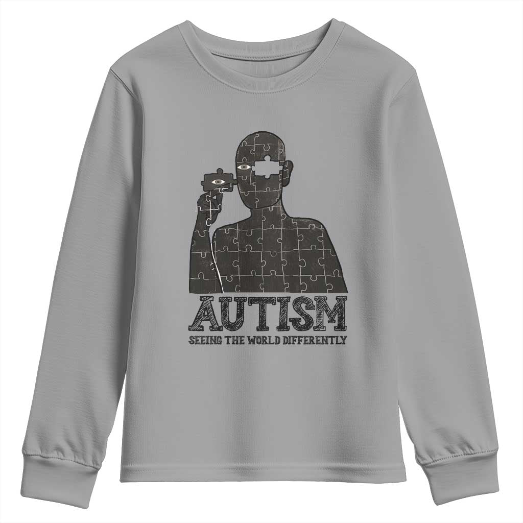 Autism Awareness Youth Sweatshirt Autistic Seeing The World From A Different Angle Aesthetic TS09 Sport Gray Print Your Wear