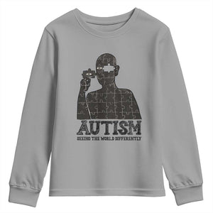 Autism Awareness Youth Sweatshirt Autistic Seeing The World From A Different Angle Aesthetic TS09 Sport Gray Print Your Wear