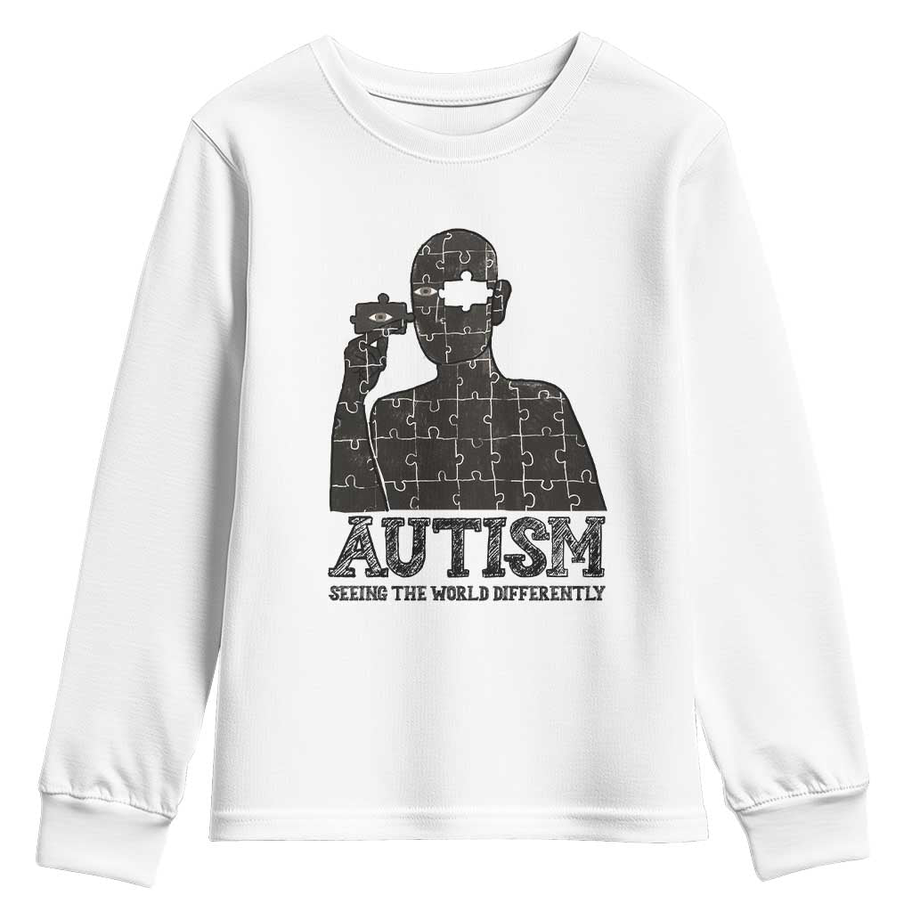 Autism Awareness Youth Sweatshirt Autistic Seeing The World From A Different Angle Aesthetic TS09 White Print Your Wear