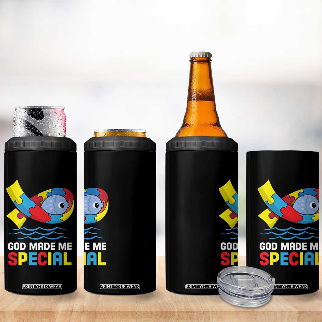 Autism Awareness 4 in 1 Can Cooler Tumbler God Made Me Special Cute Fish Puzzle Ribbon TS09 Print Your Wear