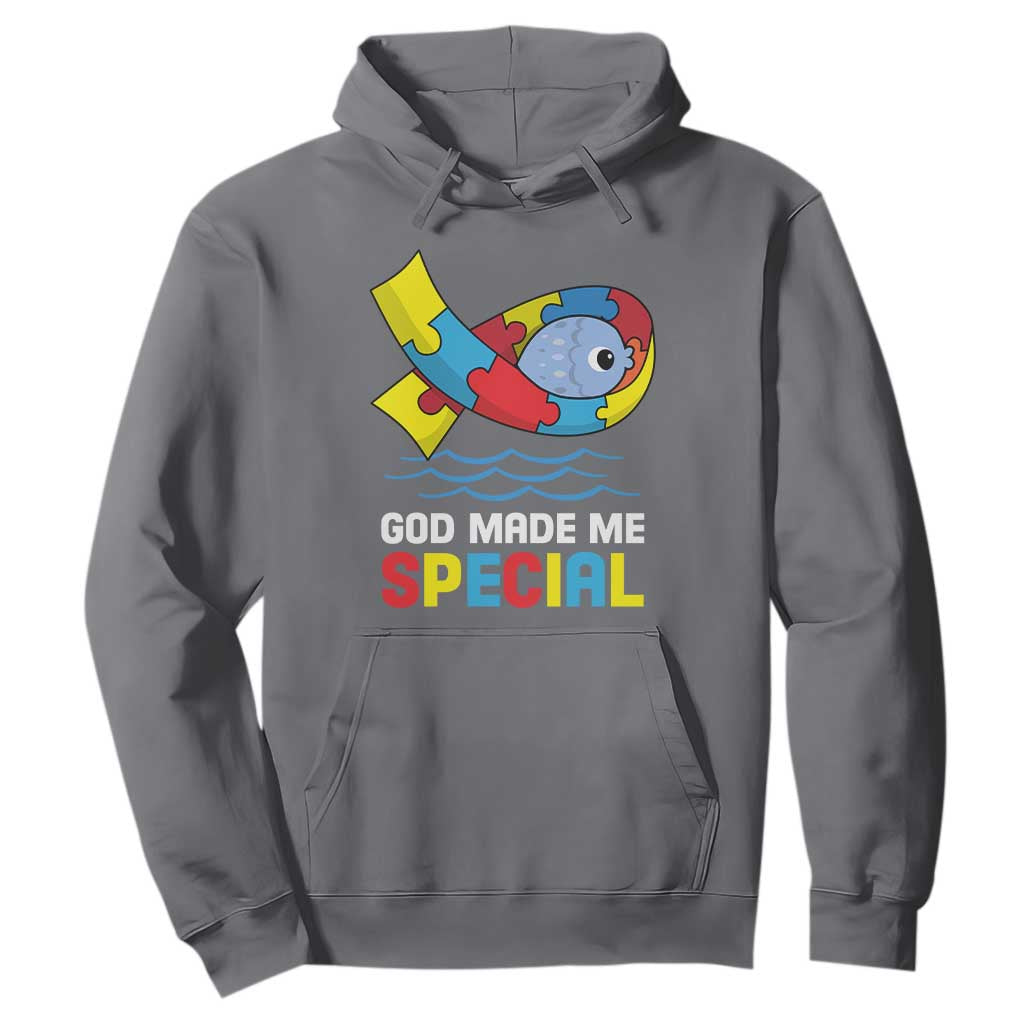 Autism Awareness Hoodie God Made Me Special Cute Fish Puzzle Ribbon TS09 Charcoal Printyourwear