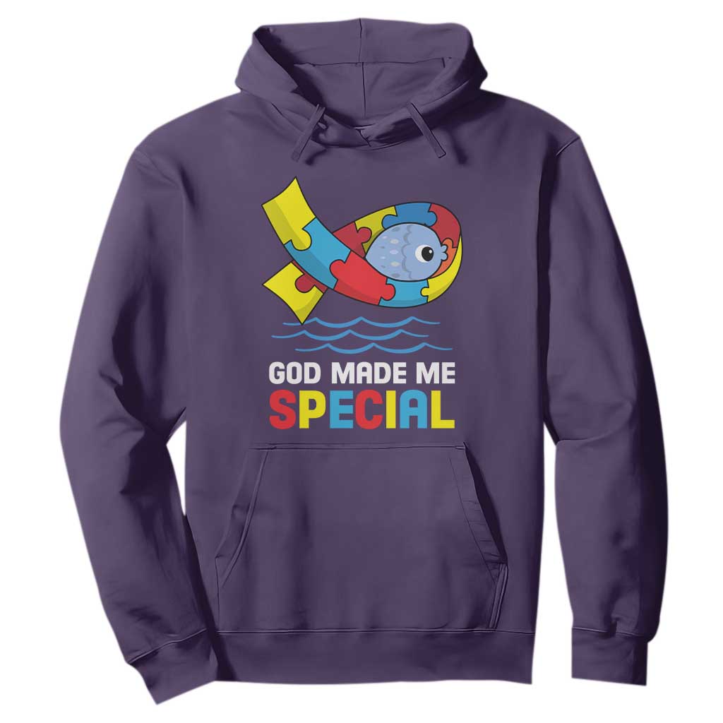 Autism Awareness Hoodie God Made Me Special Cute Fish Puzzle Ribbon TS09 Purple Printyourwear