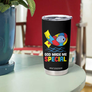 Autism Awareness Tumbler Cup God Made Me Special Cute Fish Puzzle Ribbon TS09 Print Your Wear