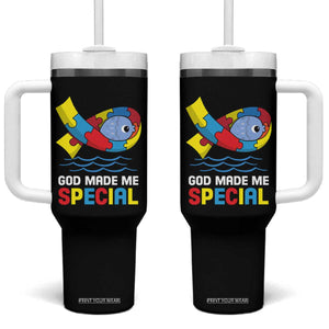 Autism Awareness Tumbler With Handle God Made Me Special Cute Fish Puzzle Ribbon TS09 One Size: 40 oz Black Print Your Wear