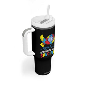 Autism Awareness Tumbler With Handle God Made Me Special Cute Fish Puzzle Ribbon TS09 Print Your Wear