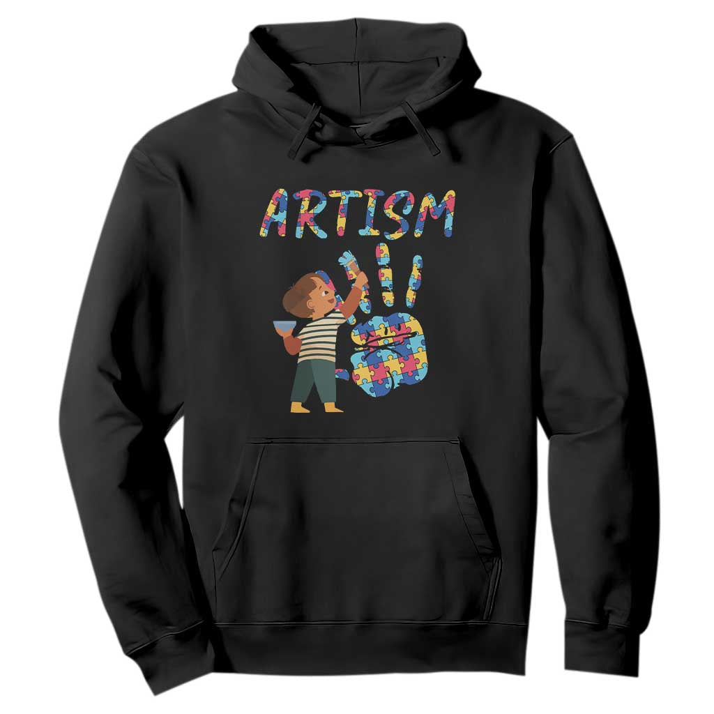 Autism Awareness Hoodie Artism Puzzle Boys Men Artist Autistic TS09 Black Printyourwear