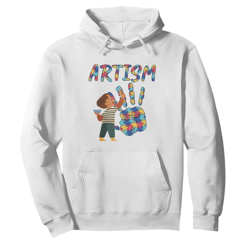 Autism Awareness Hoodie Artism Puzzle Boys Men Artist Autistic TS09 White Printyourwear