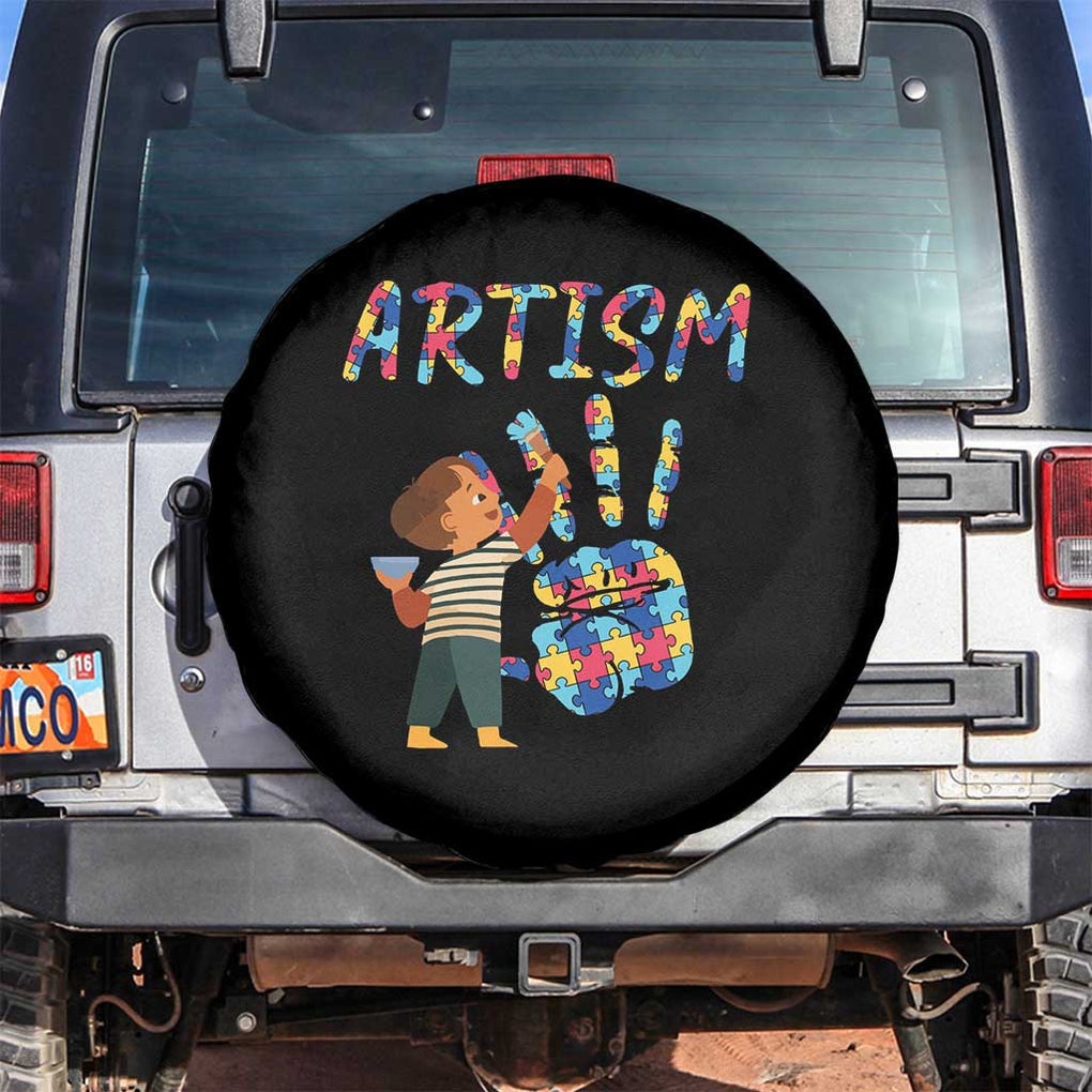 Autism Awareness Spare Tire Cover Artism Puzzle Boys Men Artist Autistic TS09 No hole Black Print Your Wear