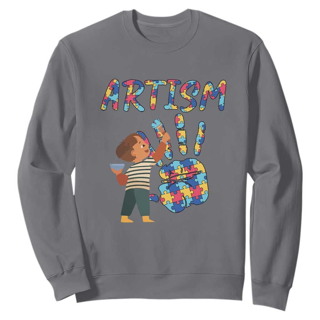 Autism Awareness Sweatshirt Artism Puzzle Boys Men Artist Autistic TS09 Charcoal Printyourwear
