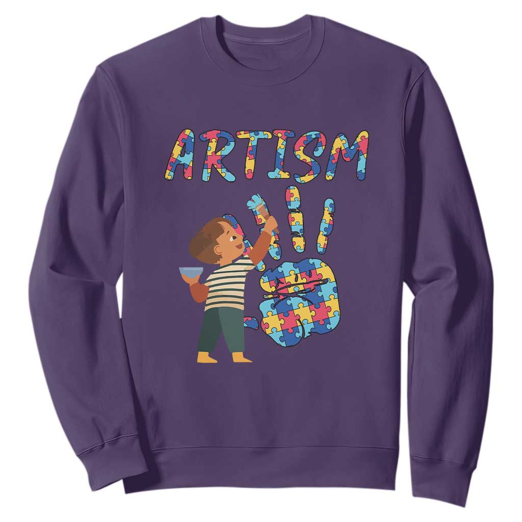Autism Awareness Sweatshirt Artism Puzzle Boys Men Artist Autistic TS09 Purple Printyourwear