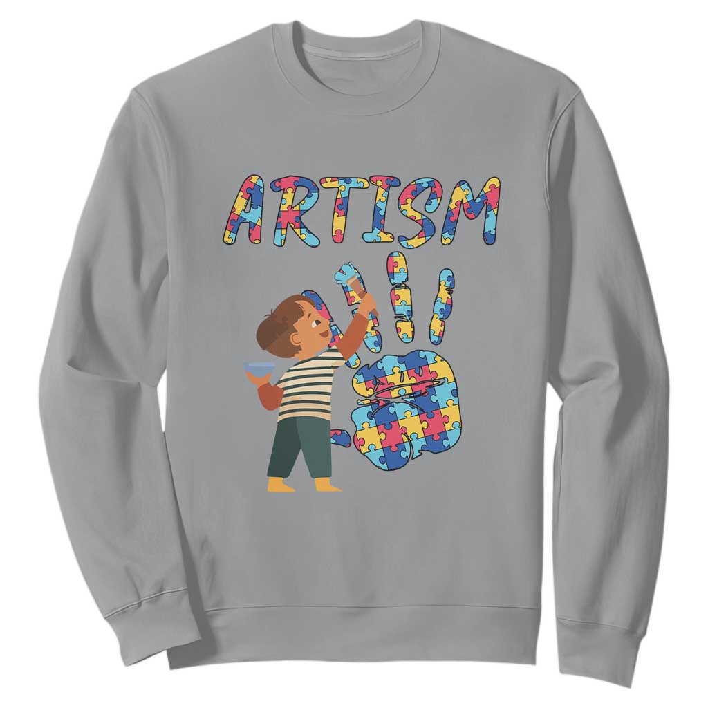 Autism Awareness Sweatshirt Artism Puzzle Boys Men Artist Autistic TS09 Sport Gray Printyourwear