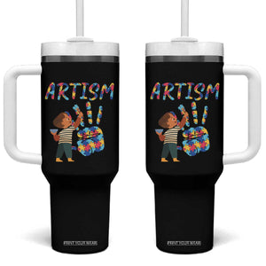 Autism Awareness Tumbler With Handle Artism Puzzle Boys Men Artist Autistic TS09 One Size: 40 oz Black Print Your Wear