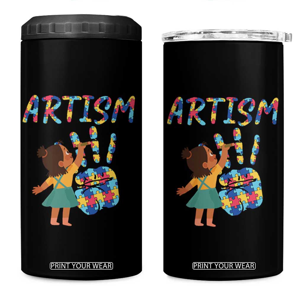 Autism Awareness 4 in 1 Can Cooler Tumbler Artism Puzzle Girls Women Artist Autistic TS09 One Size: 16 oz Black Print Your Wear