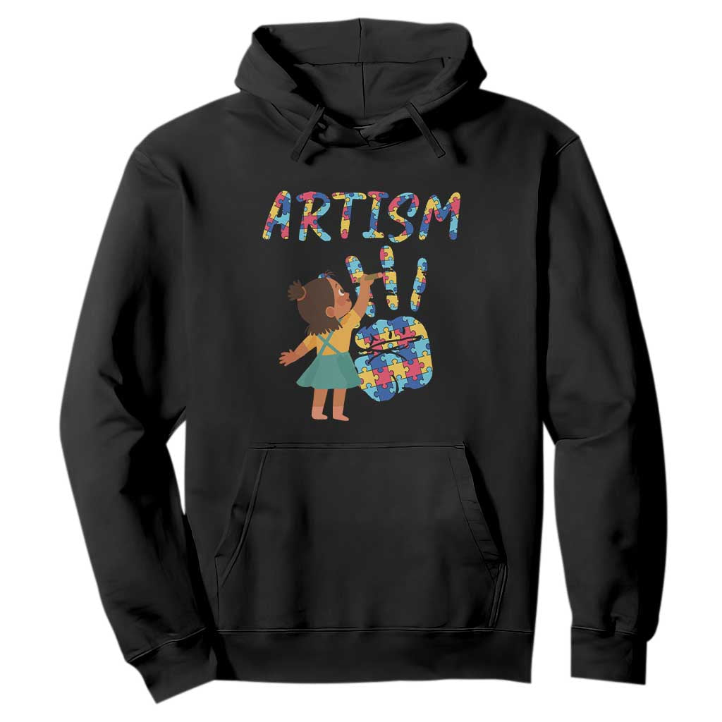 Autism Awareness Hoodie Artism Puzzle Girls Women Artist Autistic TS09 Black Printyourwear