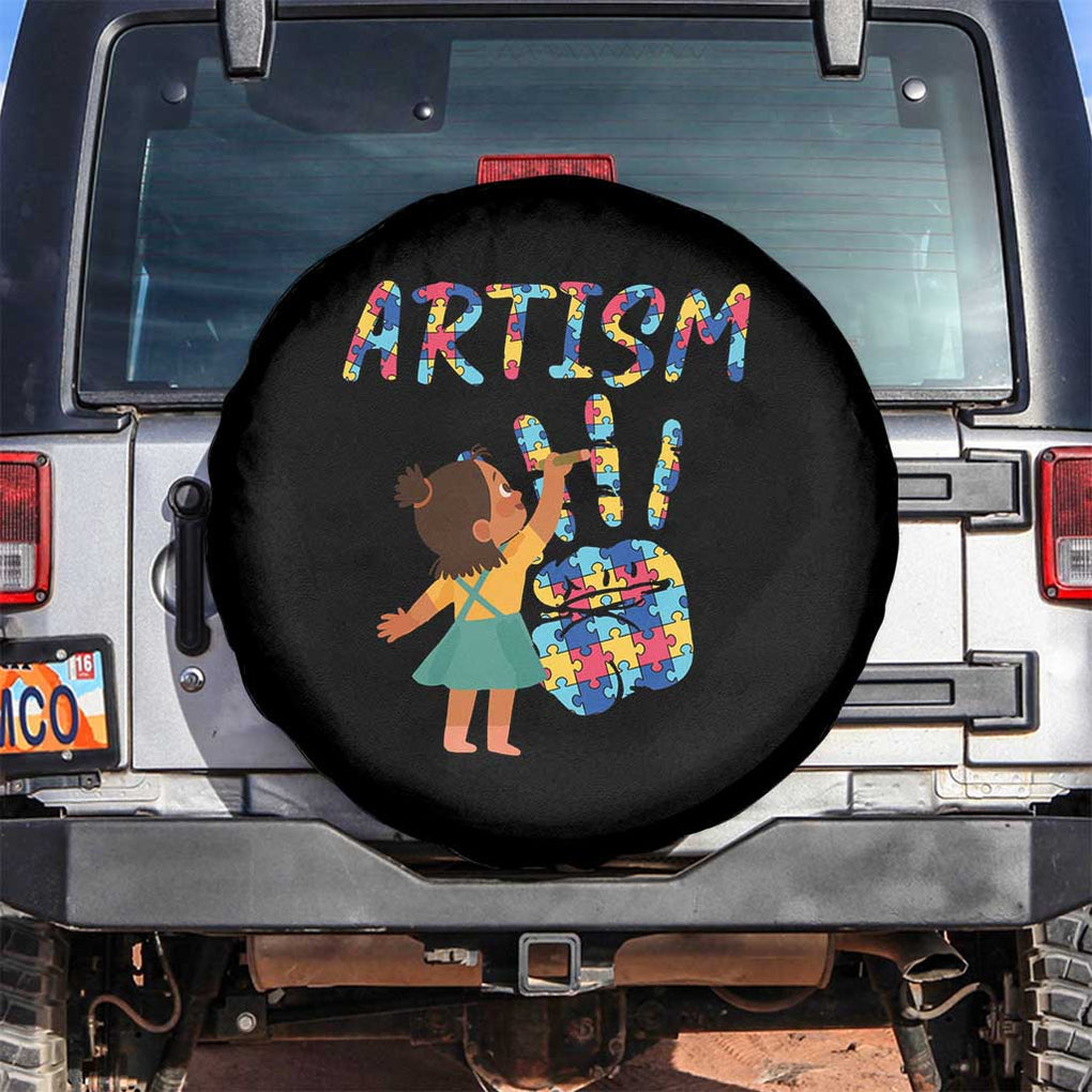 Autism Awareness Spare Tire Cover Artism Puzzle Girls Women Artist Autistic TS09 No hole Black Print Your Wear