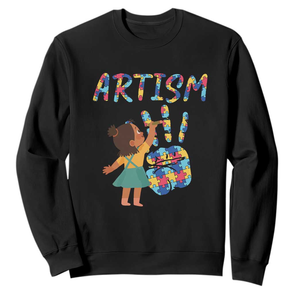 Autism Awareness Sweatshirt Artism Puzzle Girls Women Artist Autistic TS09 Black Printyourwear