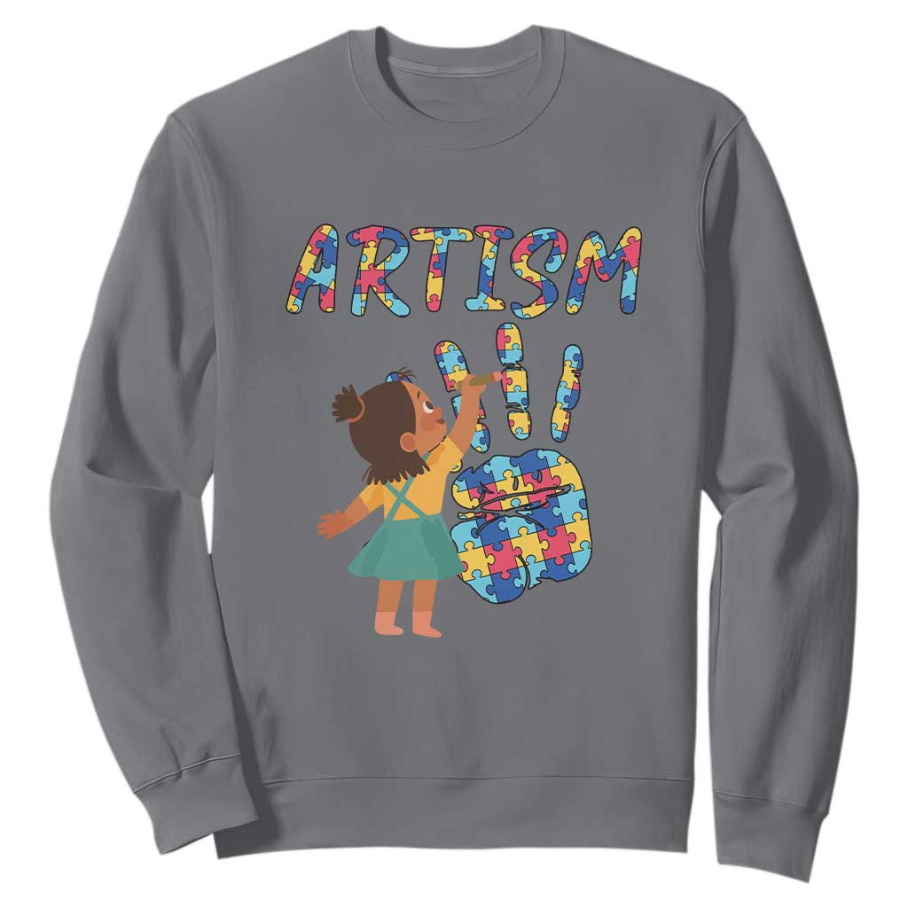 Autism Awareness Sweatshirt Artism Puzzle Girls Women Artist Autistic TS09 Charcoal Printyourwear