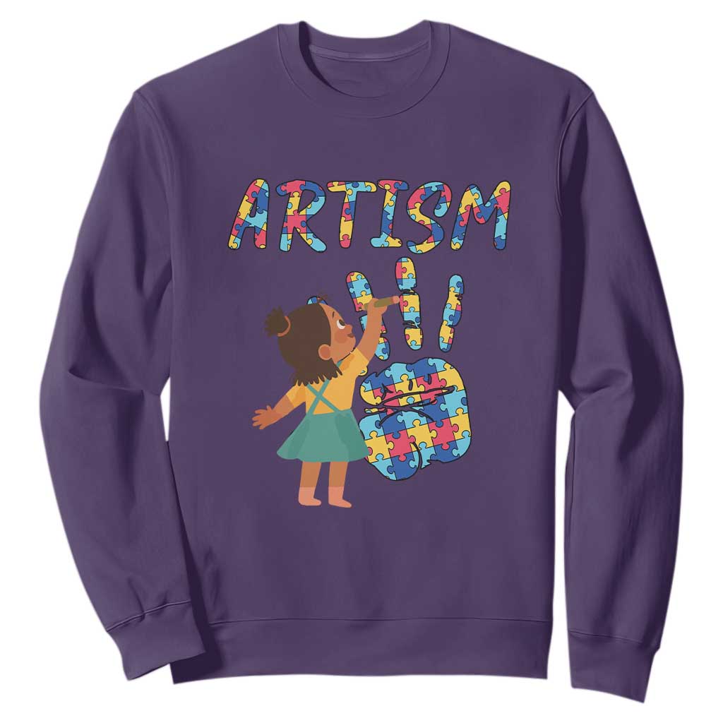 Autism Awareness Sweatshirt Artism Puzzle Girls Women Artist Autistic TS09 Purple Printyourwear