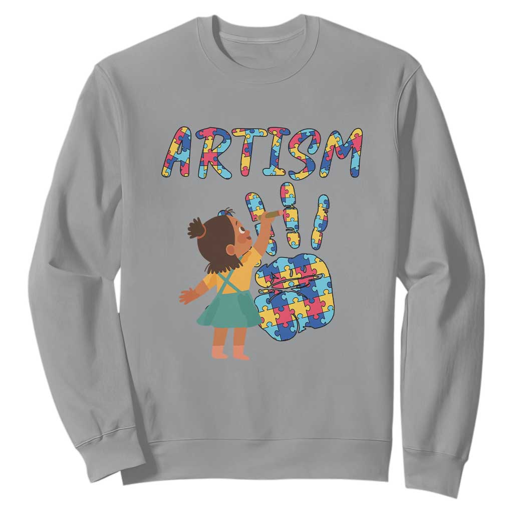 Autism Awareness Sweatshirt Artism Puzzle Girls Women Artist Autistic TS09 Sport Gray Printyourwear
