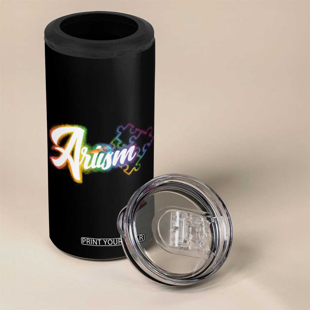 Autism Awareness 4 in 1 Can Cooler Tumbler Artism Artist Autistic Rainbow Puzzle Aesthetic TS09 Print Your Wear