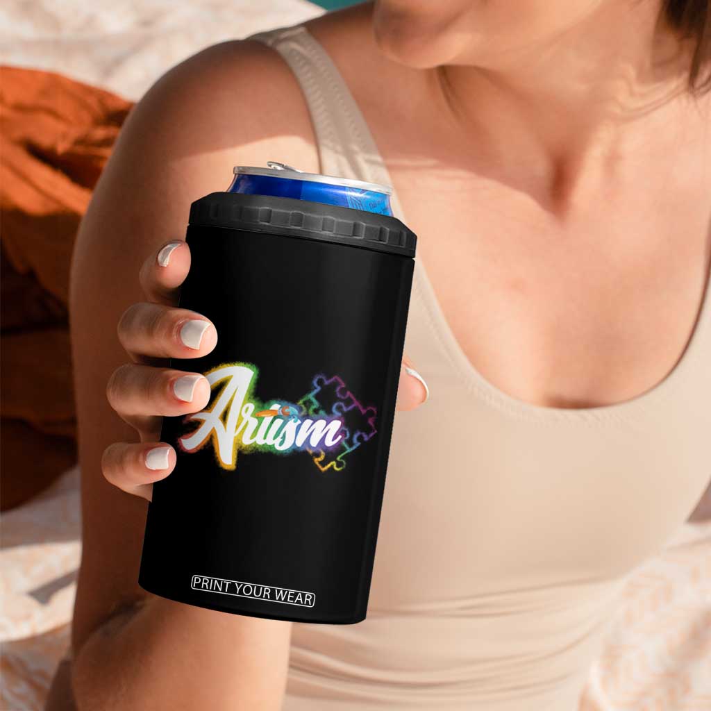 Autism Awareness 4 in 1 Can Cooler Tumbler Artism Artist Autistic Rainbow Puzzle Aesthetic TS09 Print Your Wear